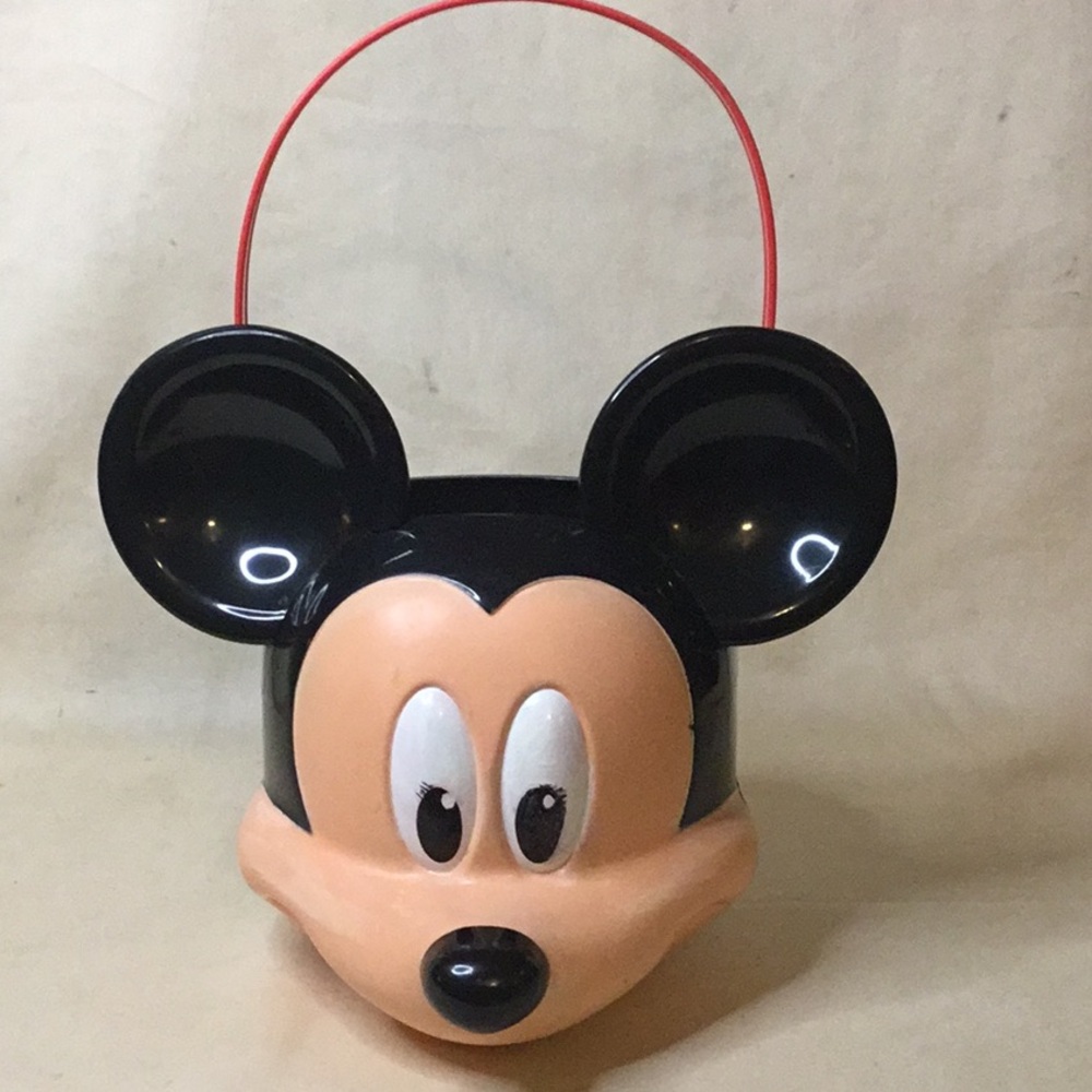 Disney Mickey Mouse Face Bucket - Black and Peach with Red Handle